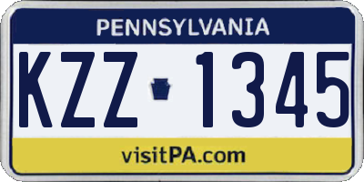 PA license plate KZZ1345