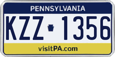PA license plate KZZ1356