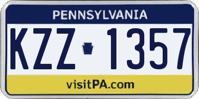 PA license plate KZZ1357