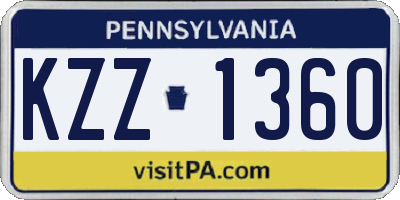 PA license plate KZZ1360