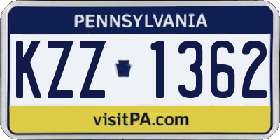 PA license plate KZZ1362