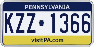 PA license plate KZZ1366