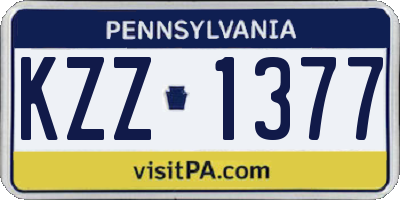 PA license plate KZZ1377