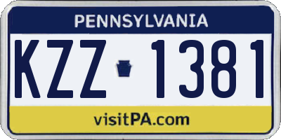 PA license plate KZZ1381