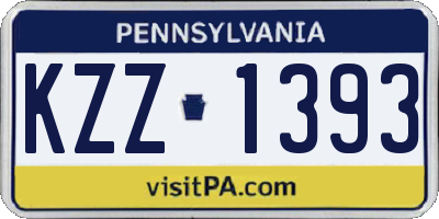 PA license plate KZZ1393