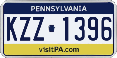 PA license plate KZZ1396