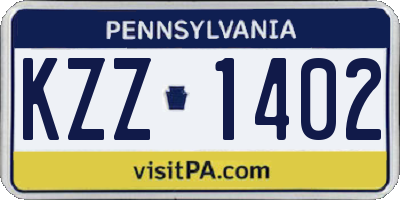 PA license plate KZZ1402