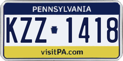 PA license plate KZZ1418