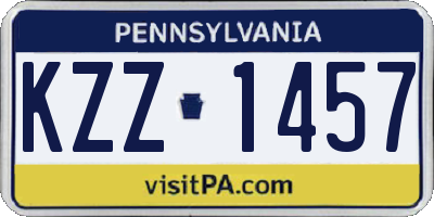 PA license plate KZZ1457