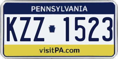 PA license plate KZZ1523