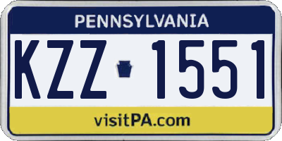 PA license plate KZZ1551