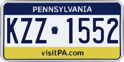 PA license plate KZZ1552