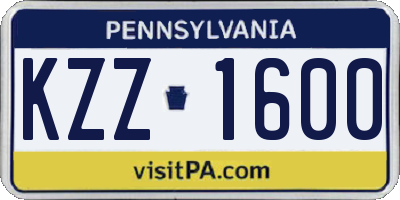 PA license plate KZZ1600