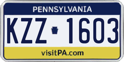 PA license plate KZZ1603
