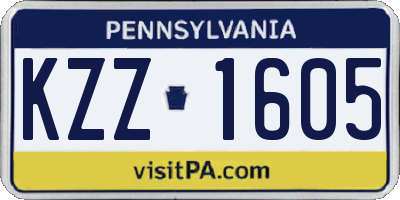 PA license plate KZZ1605