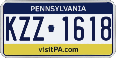 PA license plate KZZ1618