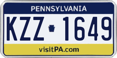 PA license plate KZZ1649