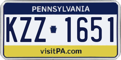 PA license plate KZZ1651