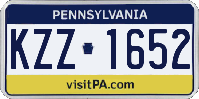 PA license plate KZZ1652