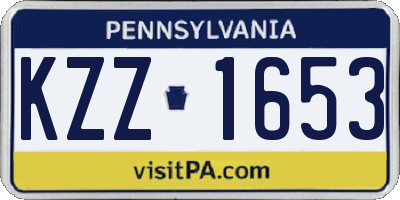 PA license plate KZZ1653