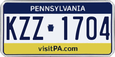 PA license plate KZZ1704