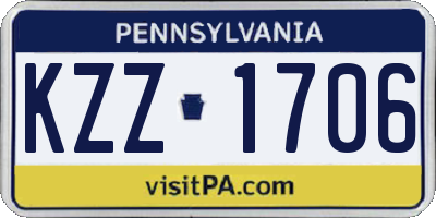 PA license plate KZZ1706