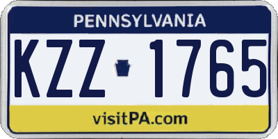 PA license plate KZZ1765