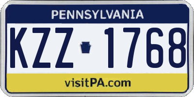 PA license plate KZZ1768