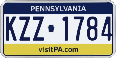 PA license plate KZZ1784