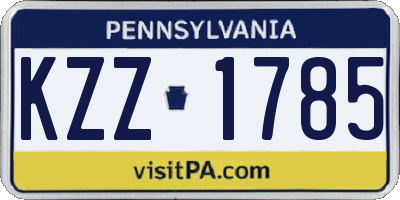 PA license plate KZZ1785