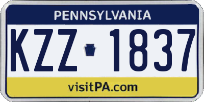 PA license plate KZZ1837