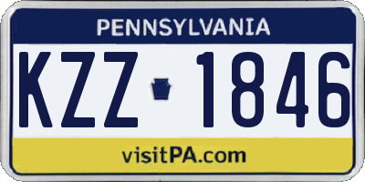 PA license plate KZZ1846