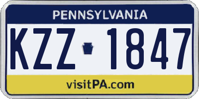 PA license plate KZZ1847