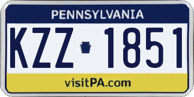 PA license plate KZZ1851