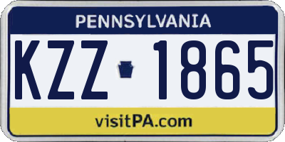 PA license plate KZZ1865