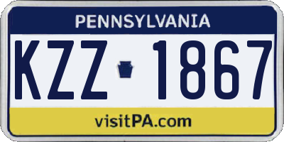 PA license plate KZZ1867