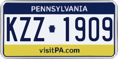 PA license plate KZZ1909