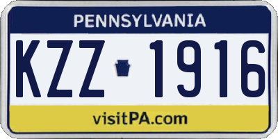 PA license plate KZZ1916