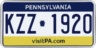 PA license plate KZZ1920