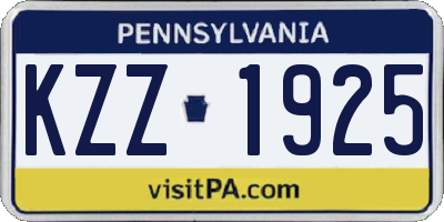 PA license plate KZZ1925