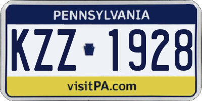 PA license plate KZZ1928