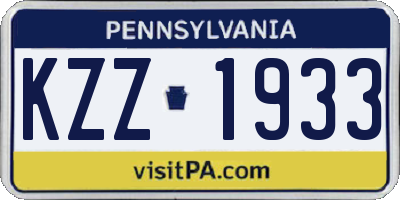 PA license plate KZZ1933