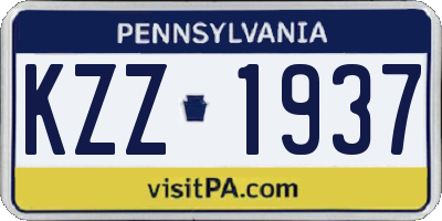 PA license plate KZZ1937