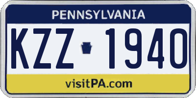 PA license plate KZZ1940