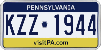 PA license plate KZZ1944