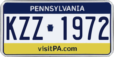 PA license plate KZZ1972