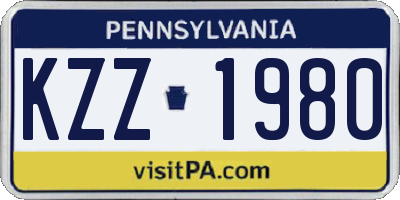 PA license plate KZZ1980