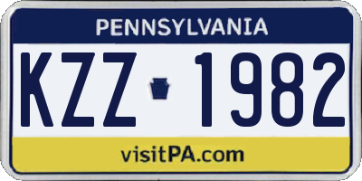 PA license plate KZZ1982