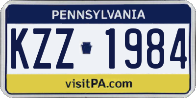PA license plate KZZ1984