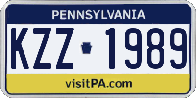 PA license plate KZZ1989